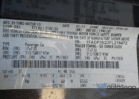 2015 Ford Focus Titanium from USA, damaged, VIN 1FADP3N23FL218472